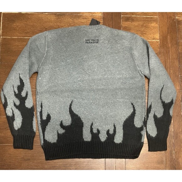 Men’s Jordan Craig Size M Ebony Grey Inferno Crewneck Sweater Flames NWT - Picture 4 of 4